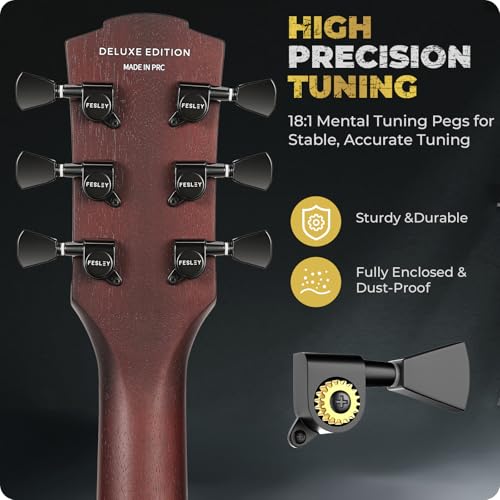 Fesley 39" LP Electric Guitar Kit: Full Size Solid Body Electric Guitars for Beginners with Humbucker Pickups, Poplar Body, Mahogany Neck,22 Frets,6 String Guitar with Gig Bag,Cable,FLP350,Matte,Black