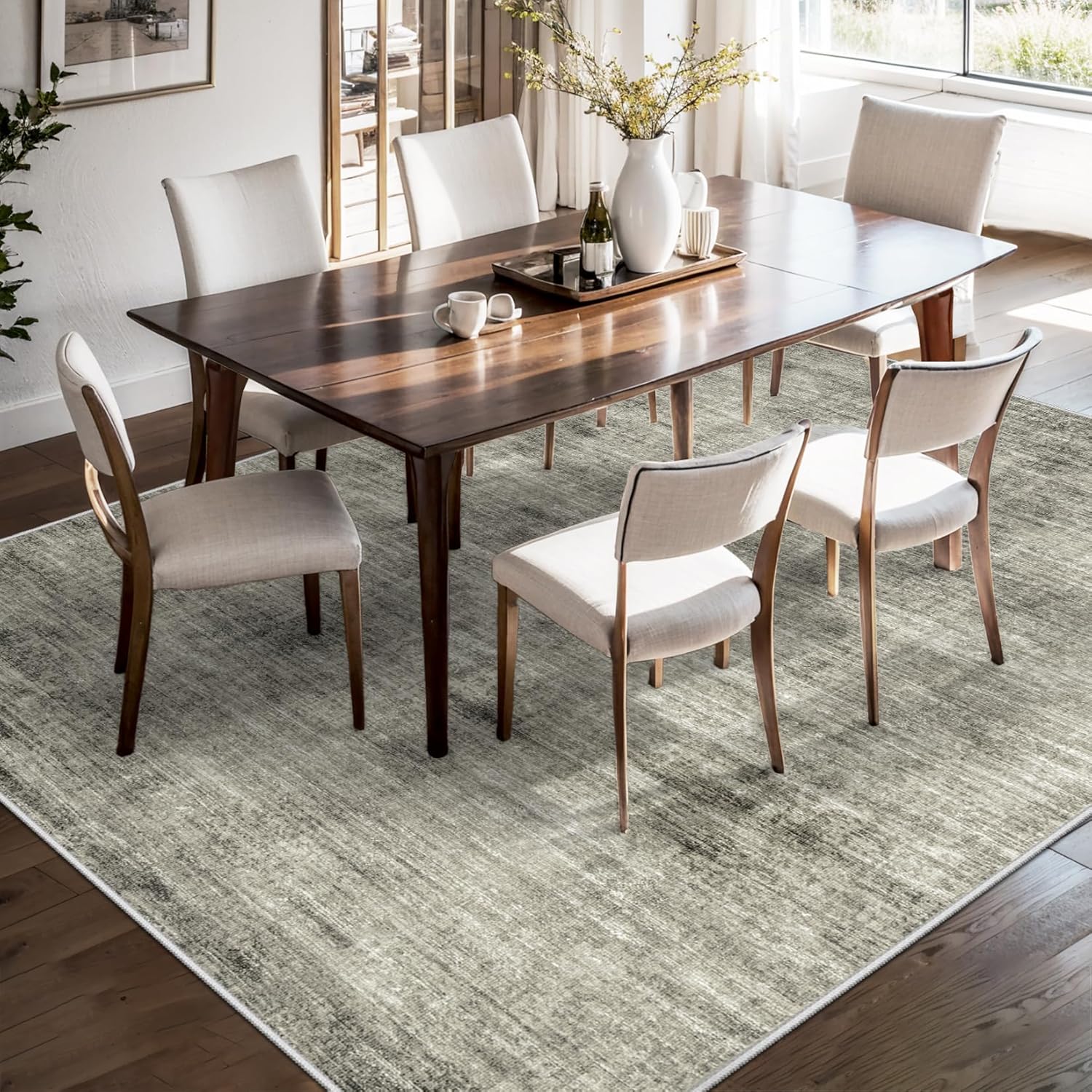 Area Rugs 9x12 for Living Room: Washable Rug 9x12 Large Soft Abstract Rug Indoor Carpet Non Slip Area Rug for Bedroom Dining Room Under Table Home Office Farmhouse(9 x 12, Grey)