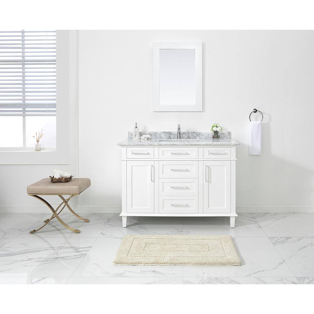 Home Decorators Collection Sonoma 48 in. W x 22 in. D Vanity in White with Carrara Marble Top with White Sinks