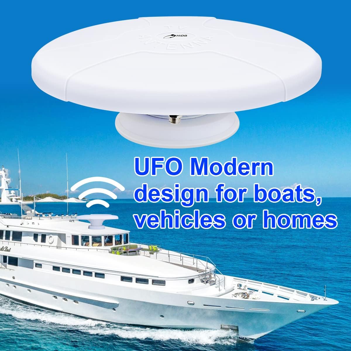 RV TV Antenna Amplified Digital HD TV Antenna with Long Range Reception, Magnetic Base for Easy Installation - for Camper, RV Trailer Truck Caravan Boat