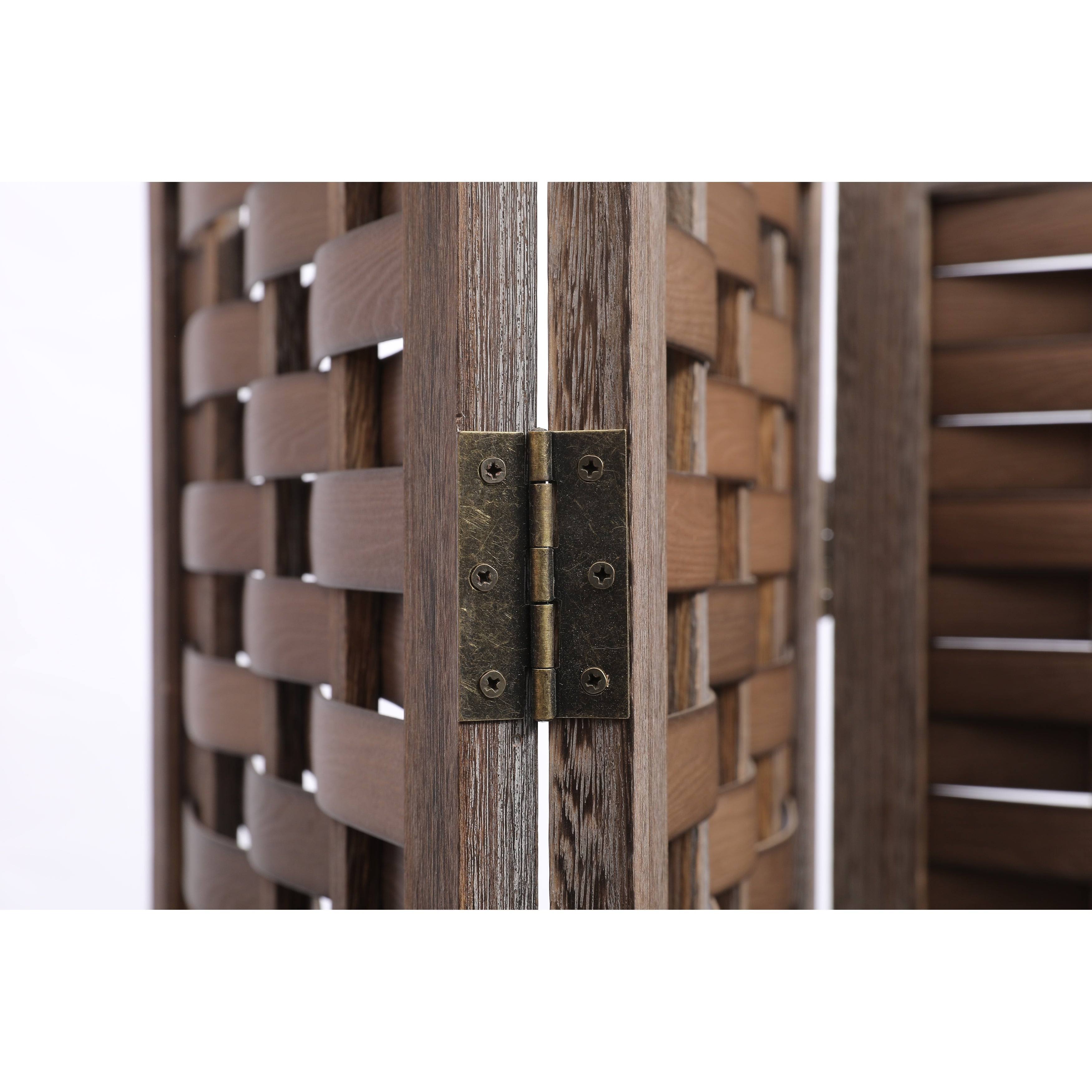 COZAYH 3 Panel 67” Paulownia Wood Screen Room Divider, Folding Room Partitions, Freestanding Privacy Screen w/Hand-Woven Polymer