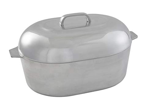 IMUSA USA Heavy Duty Cajun Aluminum Stock Pot 14 Quart and Oval Roaster 18", Silver