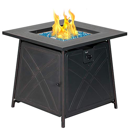 BALI OUTDOORS 50000 BTU Propane Fire Pit with Lid, 28 inch Fire Pit Table Outdoor, Black Firepits for Outside Backyard, Patio