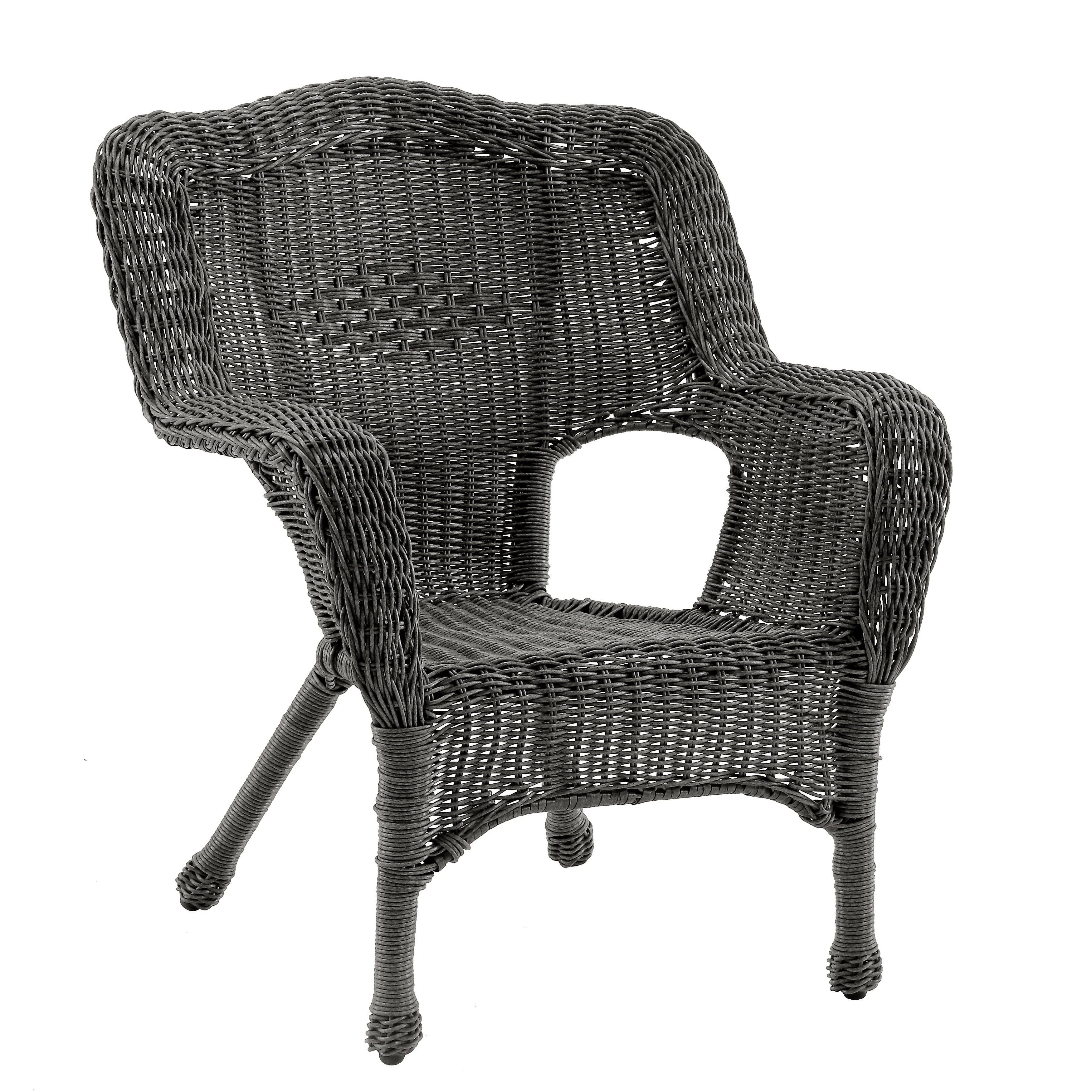 International Caravan Camelback Resin Wicker Patio Chair - Antique Black