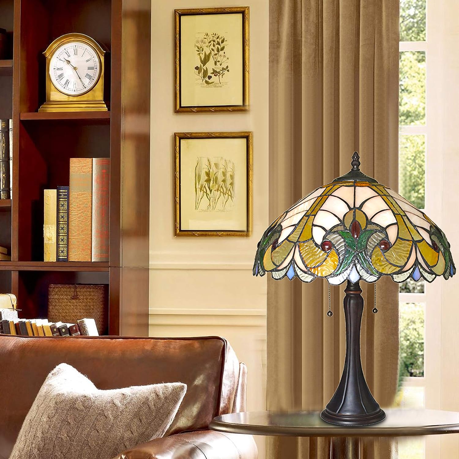 Tiffany-Style 2 Light Victorian Table Lamp 16" Shade