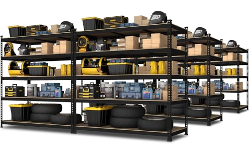 PrimeZone 2 Pack Storage Shelves 48" x 24" x 72" - 5 Tier Heavy Duty Adjustable Garage Storage Shelving, Metal Storage Utility Rack Shelf Unit for Warehouse Pantry Closet Kitchen, Black