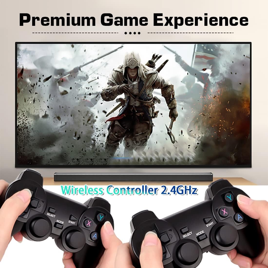 DOBEGIN Wireless Retro Game Console Stick Built in 10000+ Classic Games Plug and Play Video Games 4K HDMI Output for TV with 9 Emulators and PS2 Wireless Controller 2.4GHz Gift for Kids Adults Pack of 2
