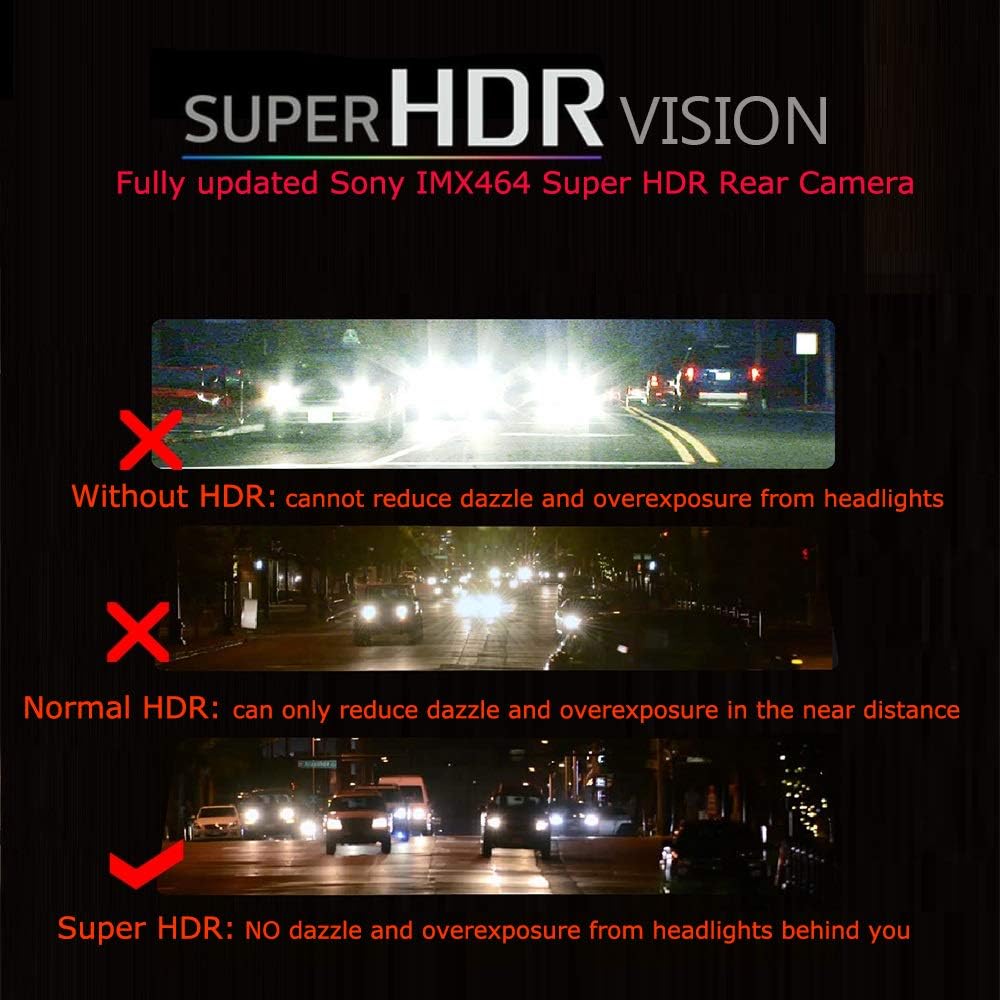 NikoMaku Mirror Dash Cam Front and Rear Backup Camera 10 Inch Screen for Cars Full Touch Screen Rear View Mirror Camera 170&deg; Wide Angle Dual Lenses Waterproof AS4