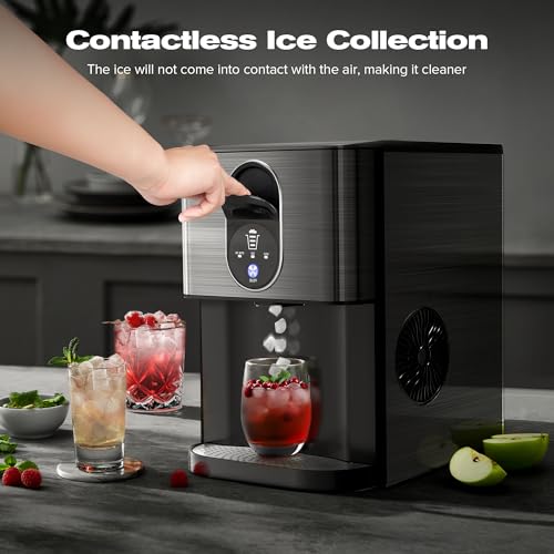 Kismile Countertop Nugget Ice Maker, 20DN 50LBS/Day Output, Self-Cleaning, Soft Chewable Pebble/Pellet Ice with One-Click Operation for Home