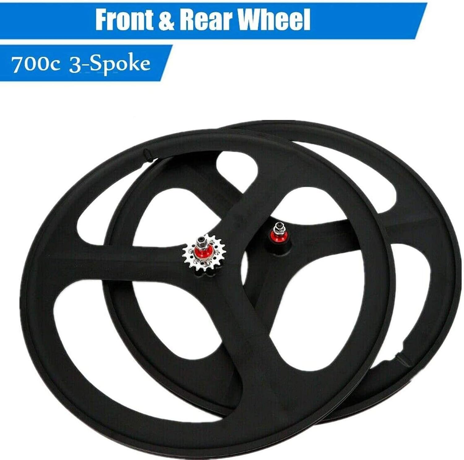 Bicycle Bike Wheel, 700C Fixed Gear Wheels, 26" Fixed Gear Bicycle Wheelset 3 Spoke Rim Single Speed Front Rear Fixie Bicycle Wheels Track Wheel Clincher Type Bike Wheel,(Front & Rear) White