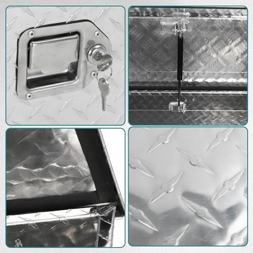 Aluminum Stripes Trailer Storage Box Trailer Tool Box,Chrome Lock,Waterproof Storage Tool Box,39"X16.5"X12",Black