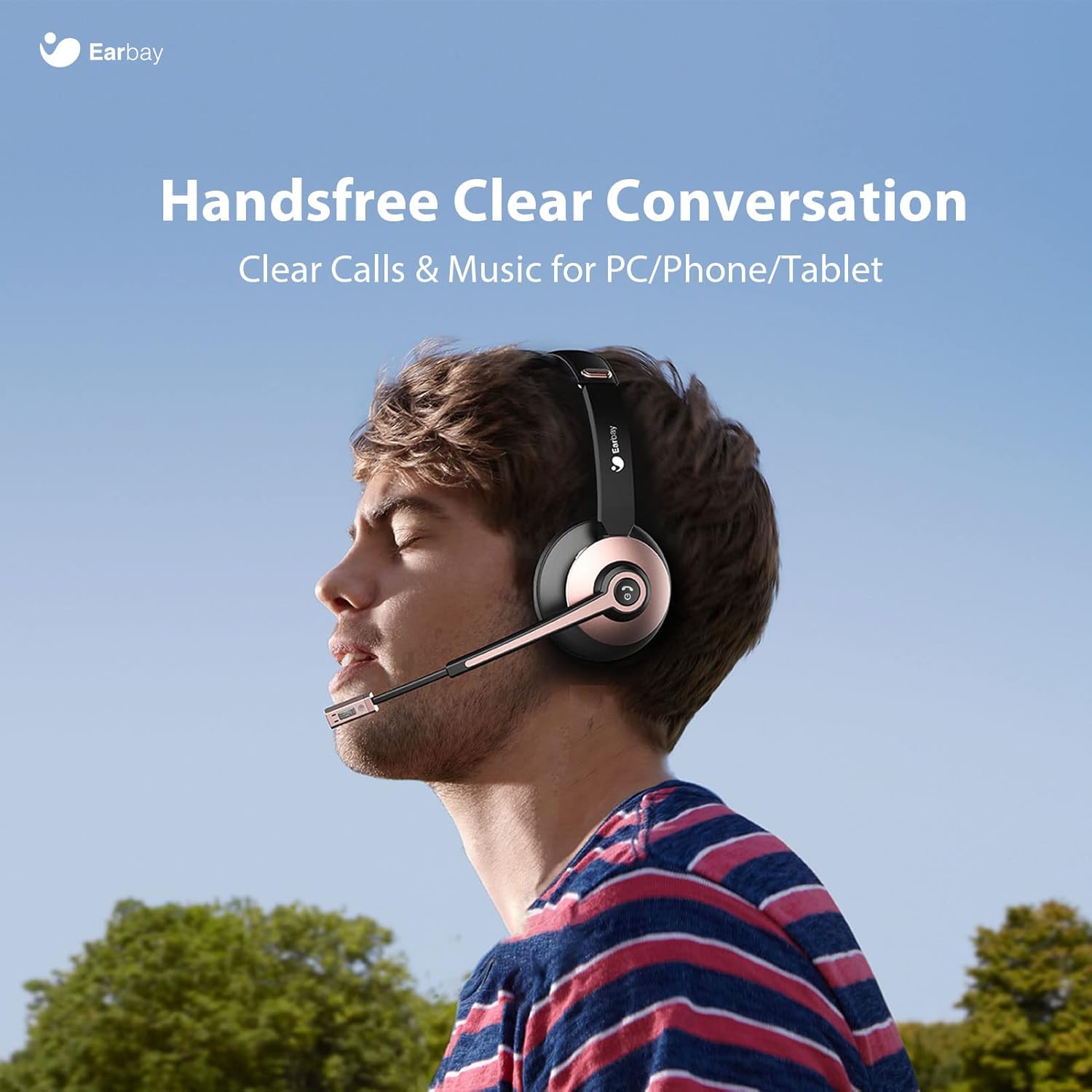 Bluetooth Headset with Microphone Noise Cancelling, Wireless Headset with Mic & USB Dongle, Dual Connect Office Headset, On-Ear Headphones Bluetooth 5.0, 28hrs Talk time for PC/Office/Zoom/Skype