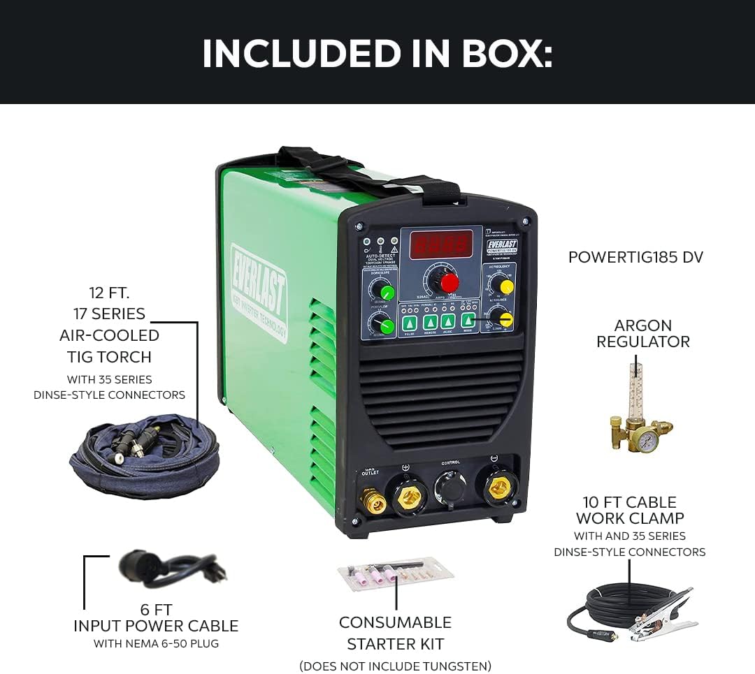 2021 Everlast PowerTIG 185DV AC / DC TIG Stick Welder 110/220 Volt Inverter-Based Dual Voltage 185Amp