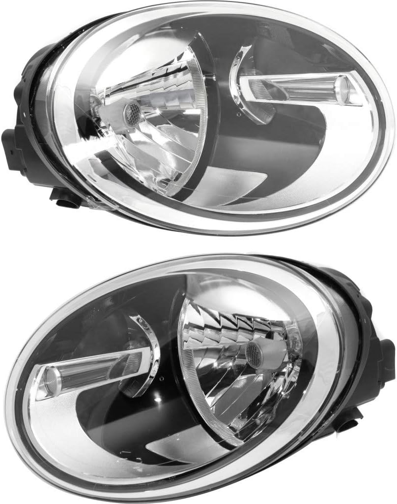 For Volkswagen Beetle Headlight Assembly 2012 13 14 15 16 2017 Pair Driver and Passenger Side Halogen CAPA Certified