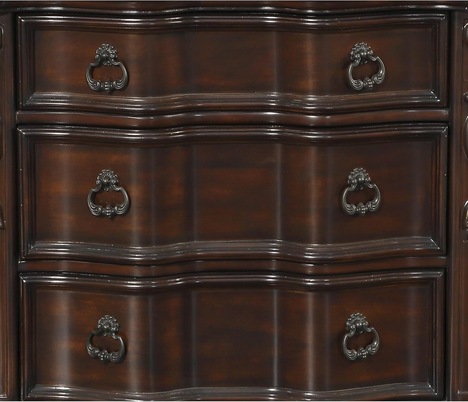 Royal Bedroom Cherry Finish Nightstand of 3 Drawers Ring Pulls Traditional Home Furniture