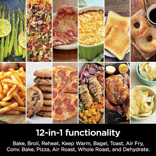 Ninja DCT401 12-in-1 Double Oven with FlexDoor, FlavorSeal & Smart Finish, Rapid Top Convection and Air Fry Bottom, Bake, Roast, Toast, Air Fry, Pizza and More, Stainless Steel (Renewed)