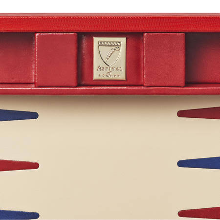 Aspinal of London 15-inch Backgammon Set in Scarlet Silk Lizard