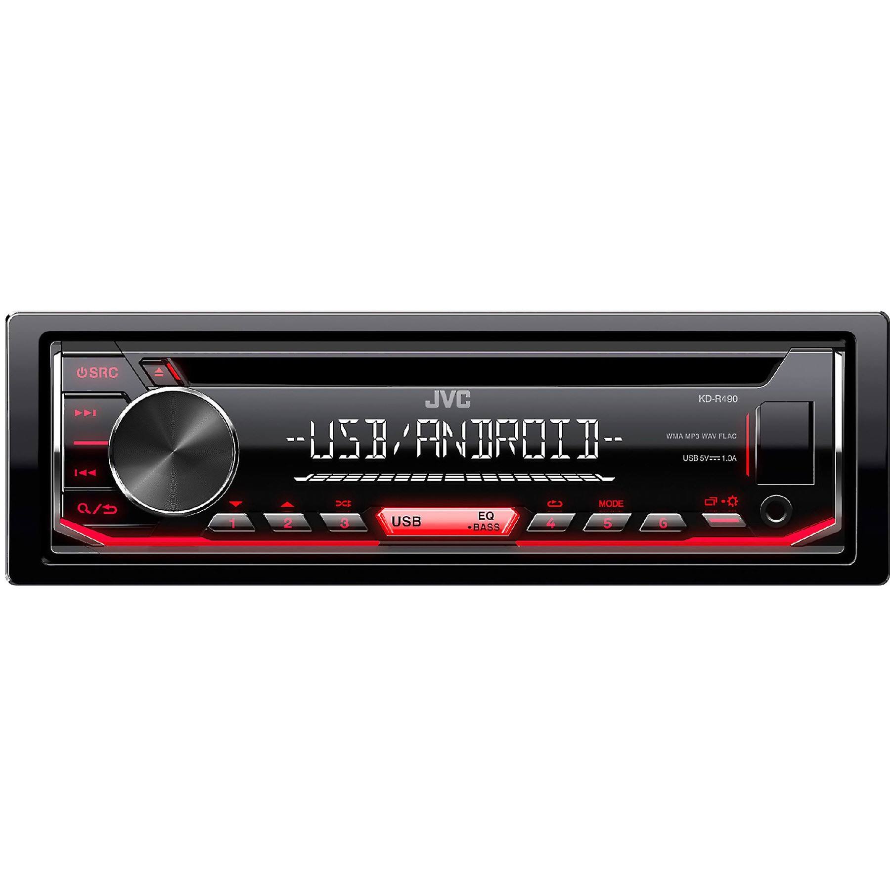 EnrockAutomotiveBundle JVC Kd-r480 Single DIN In-Dash CD/AM/FM/USB/AUX Car Stereo Receiver, Enrock Audio 16-Gauge 50 Foot Speake