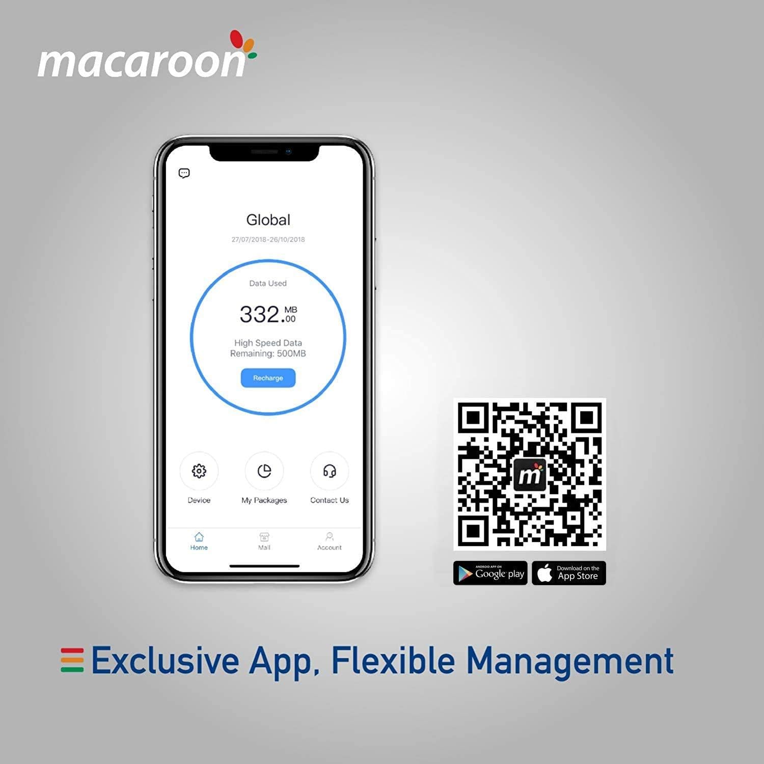 Macaroon Mobile Wi-Fi Hotspot Device High Speed Wi-Fi Portable Router with US 85GB Data 90 Days, No SIM-Card, Pocket Wi-Fi, Free Roaming, Worldwide, Travel, Home (M1-85G-90DAYS)
