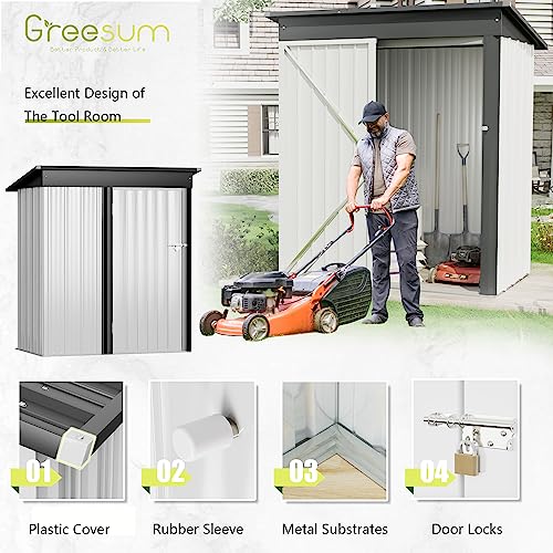 Greesum Outdoor Storage Shed 6 x 8 ft. Utility Tool Shed Metal Storage Garden Shed with Door & Lock for Patio Storage, Brown