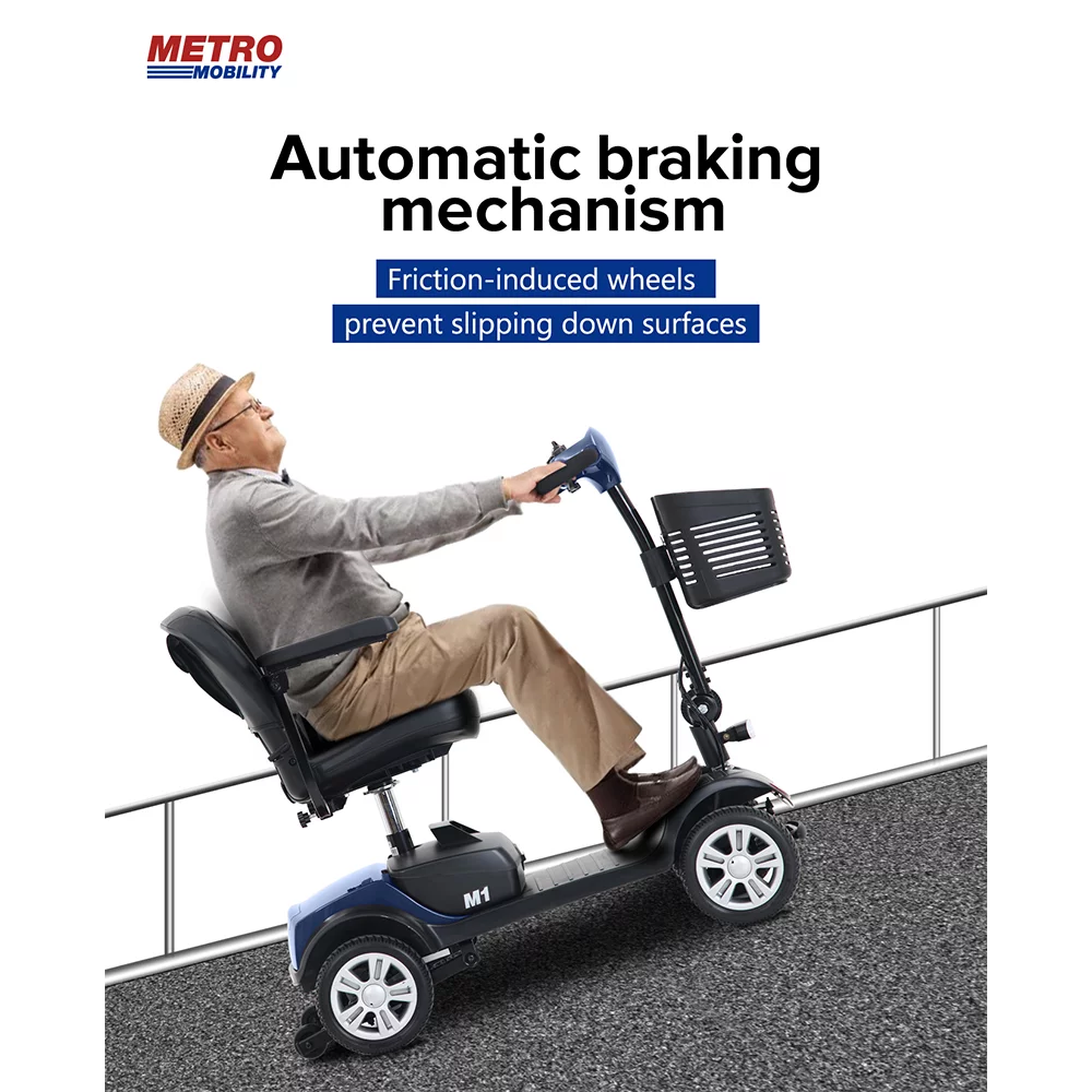 Travel Mobility Scooter, Heavy Duty Electric Scooters with 4 Anti-Tip Wheels, Compact Lightweight Mobility Scooters for Senior Adults Elderly, Foldable Mobility Scooter, Holds 300lbs, Purple