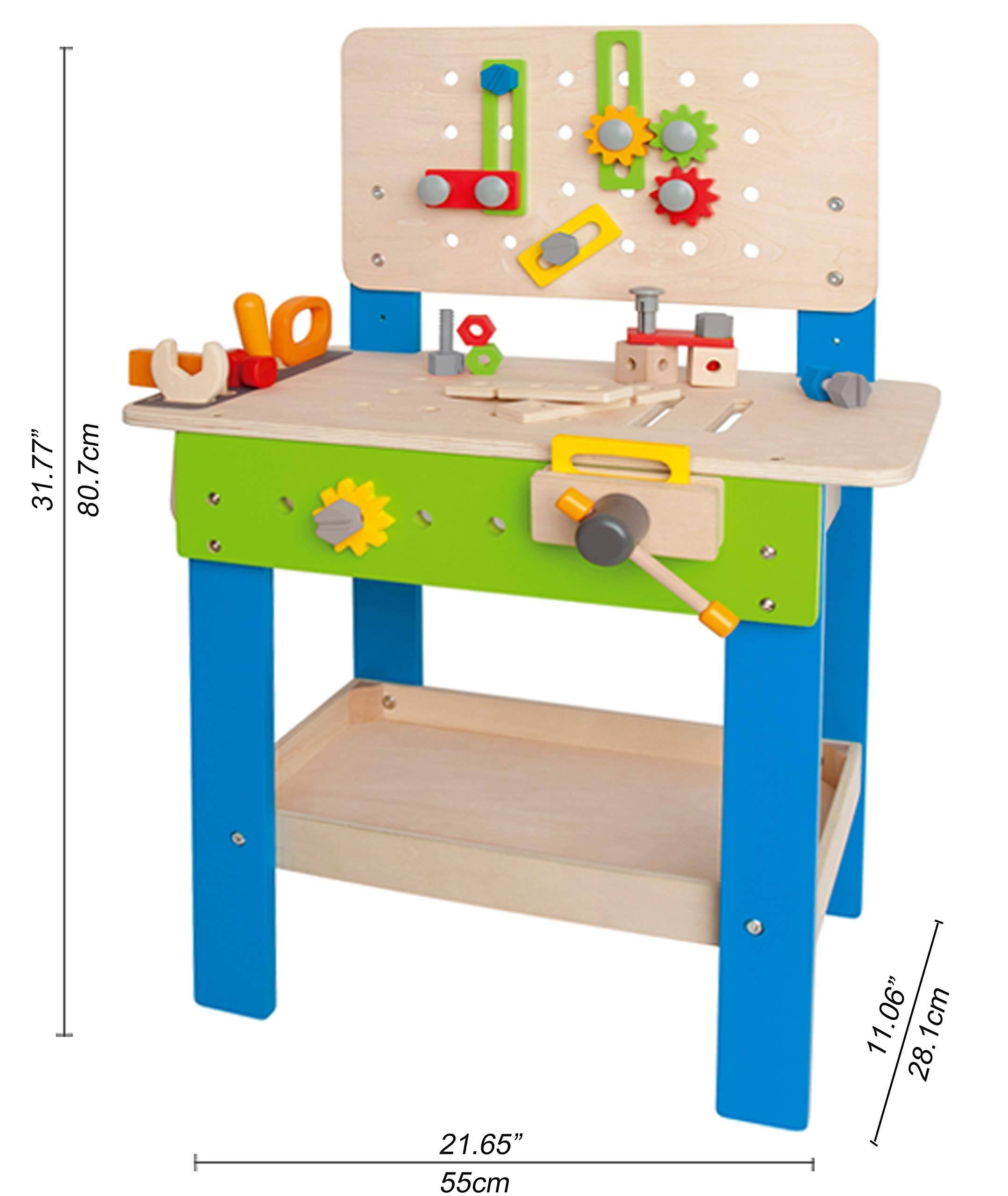 Hape Master Workbench Kid's Wooden Toolbench Pretend Builder Set