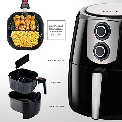Secura Electric Hot Air Fryers Extra Large Capacity 5.2 LITER / 5.5 Quart, 1800