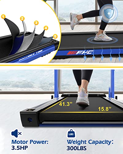 FYC Under Desk Treadmill - Walking Pad 2 in 1 Folding Treadmill Desk Workstation for Home 300LBS Weight Capacity 3.5HP, Free Installation Foldable Compact Electric Running Machine for Office