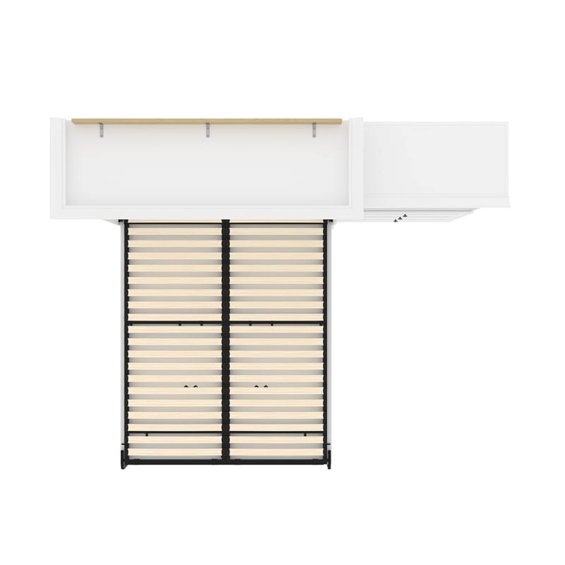 Atlin Designs Wood Queen Murphy Bed and Organizer with Drawers in White