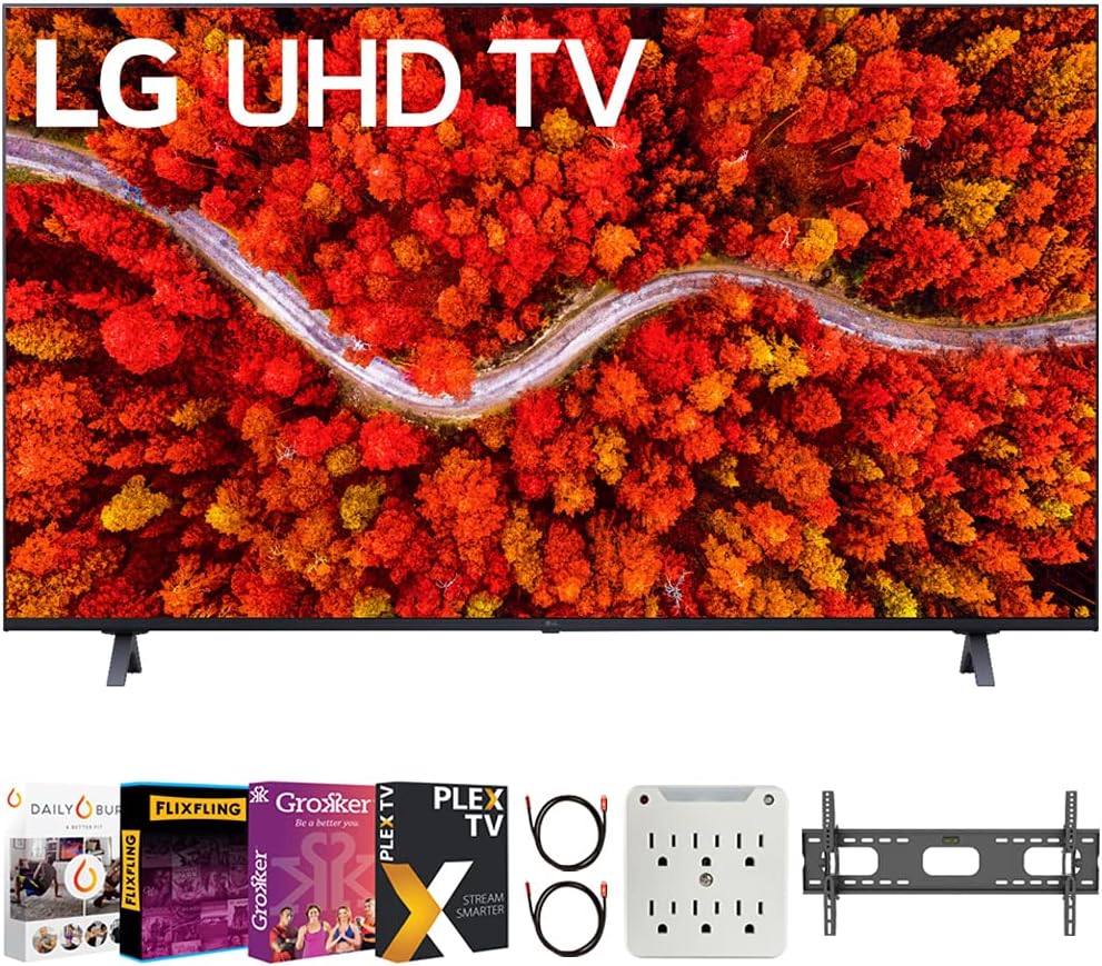 LG 65UP8000PUA 65UP8000PUR 65 Inch Series 4K Smart UHD TV 2021 Bundle with Premiere Movies Streaming 2020 + 37-100 Inch TV Wall Mount + 6-Outlet Surge Adapter + 2X 6FT 4K HDMI 2.0 Cable