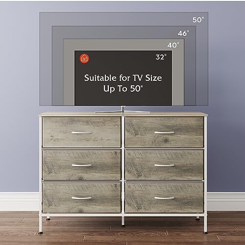 WLIVE 9 Drawer Dressers, Modern Large Wood Dresser Chest for Bedroom Organize with Sturdy Metal Handle, TV Stand for 75 inch TV, Living Room Office, Hallway, Ball Bearing Slide, Grey Oak (63" W)