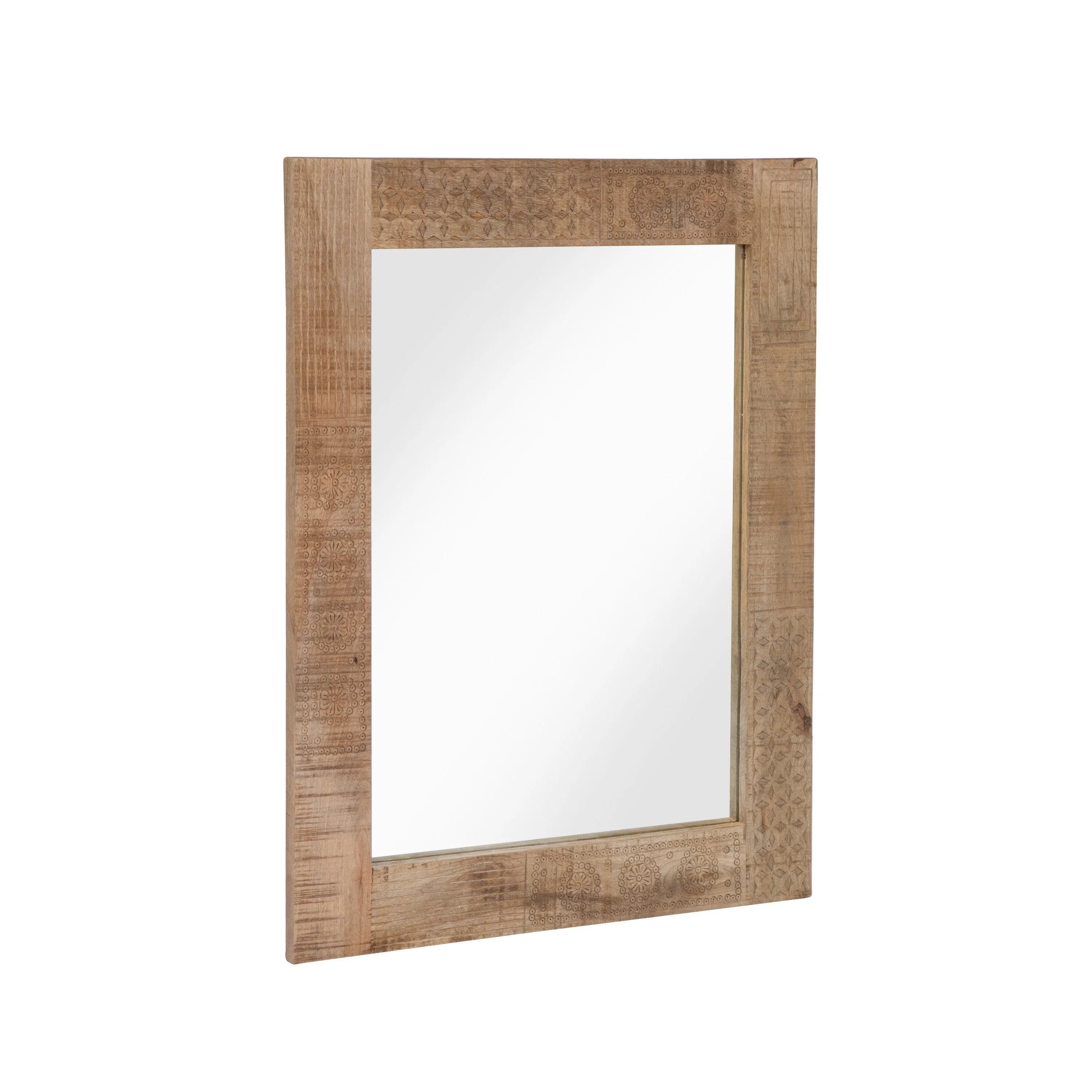 Furniture of America Carina Rustic Natural Solid Wood Wall Mirror by