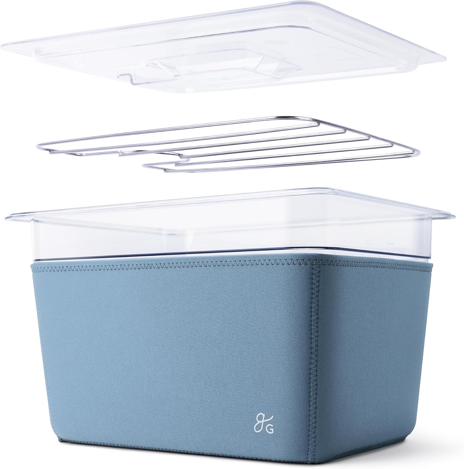 Greater Goods Holiday Sous Vide Bundle with Sous Vide Cooker, Container, and Silicone Weights, Designed in St. Louis. Stone Blue.