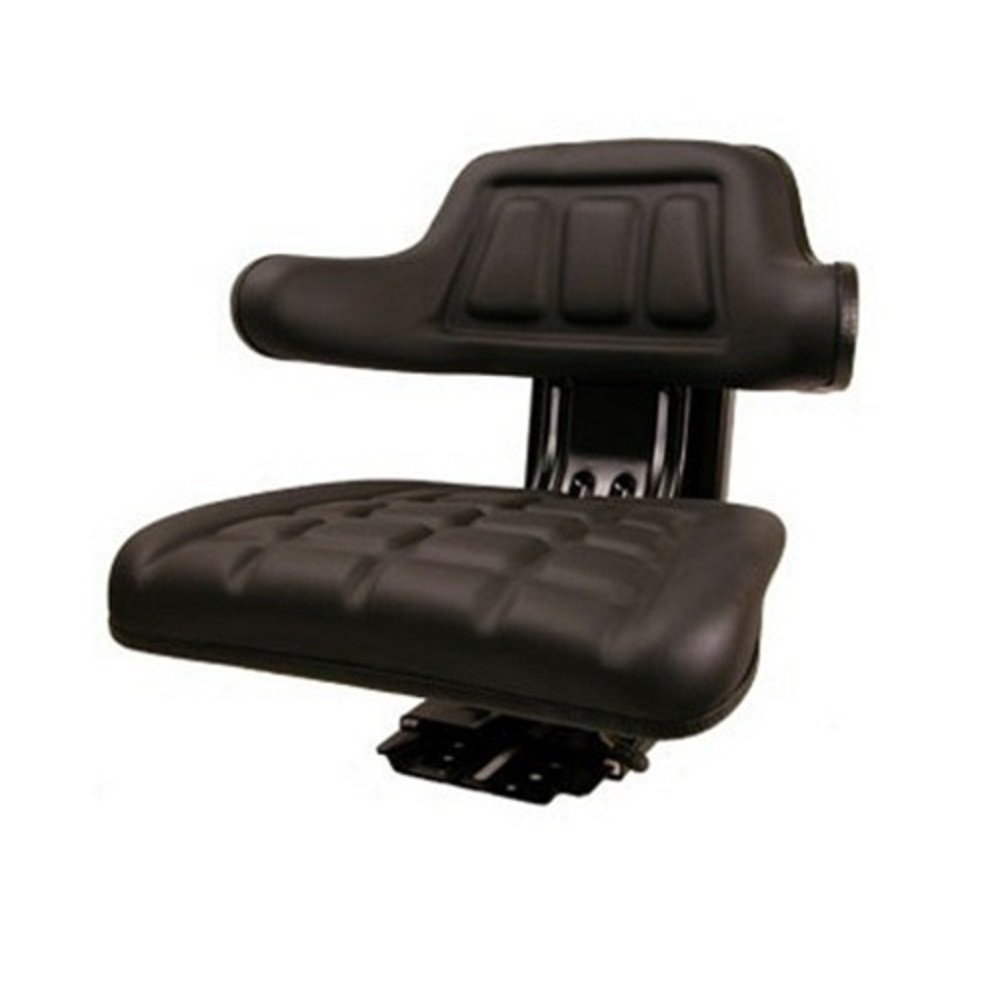 Black Universal Tractor Seat with Full Suspension and Adjustable Angle Base