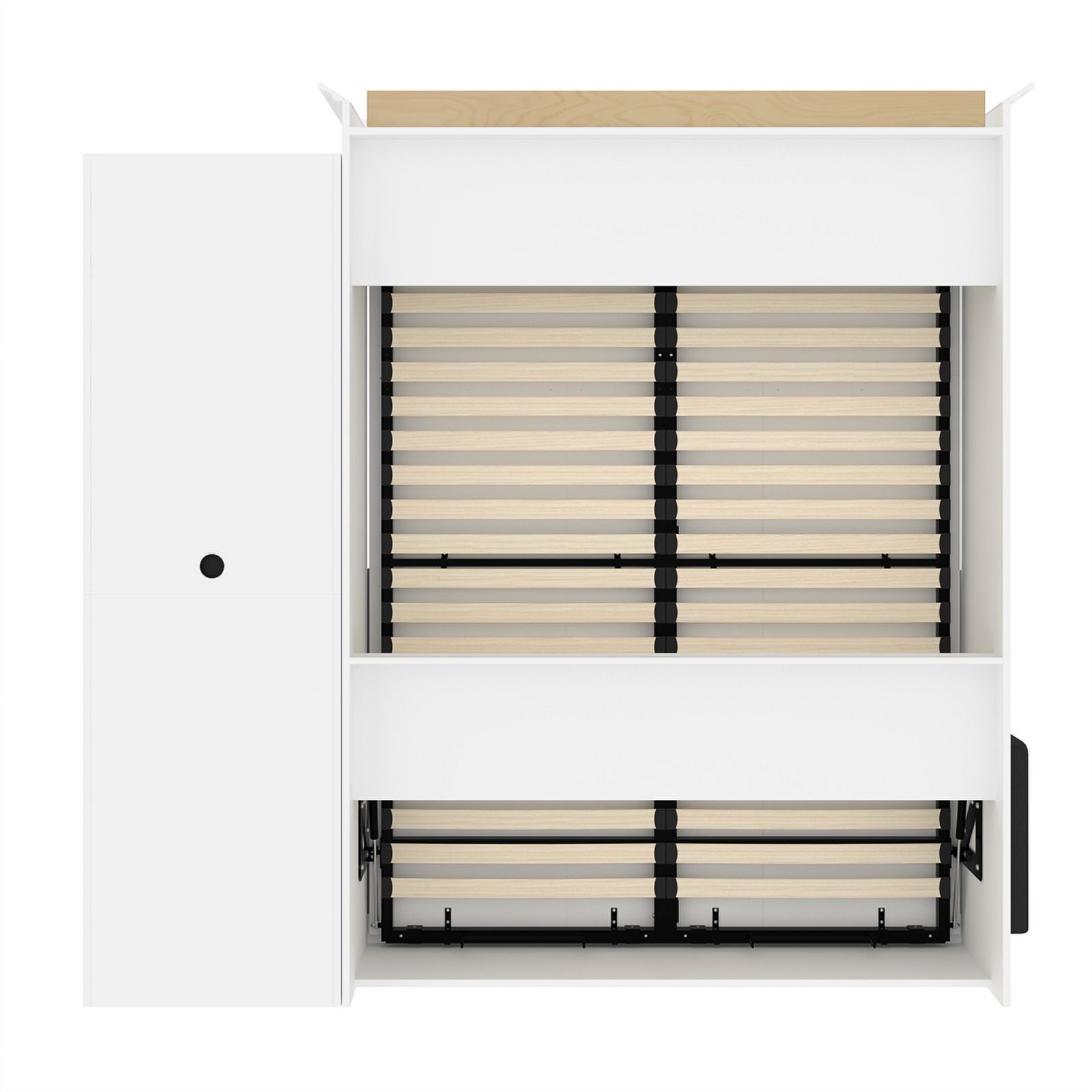 Atlin Designs Wood Queen Murphy Bed with Sofa & Organizer in White/Gray