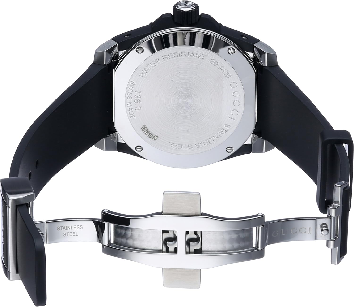 Gucci Quartz Stainless Steel and Rubber Casual Black Men's Watch(Model: YA136318)