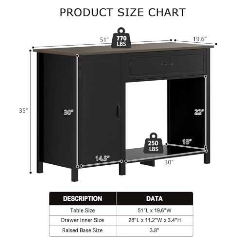 Fish Tank Stand - Heavy Duty Wooden Aquarium Stand with Storage Cabinet for Fish Tank Accessories - 770 LBS Capacity