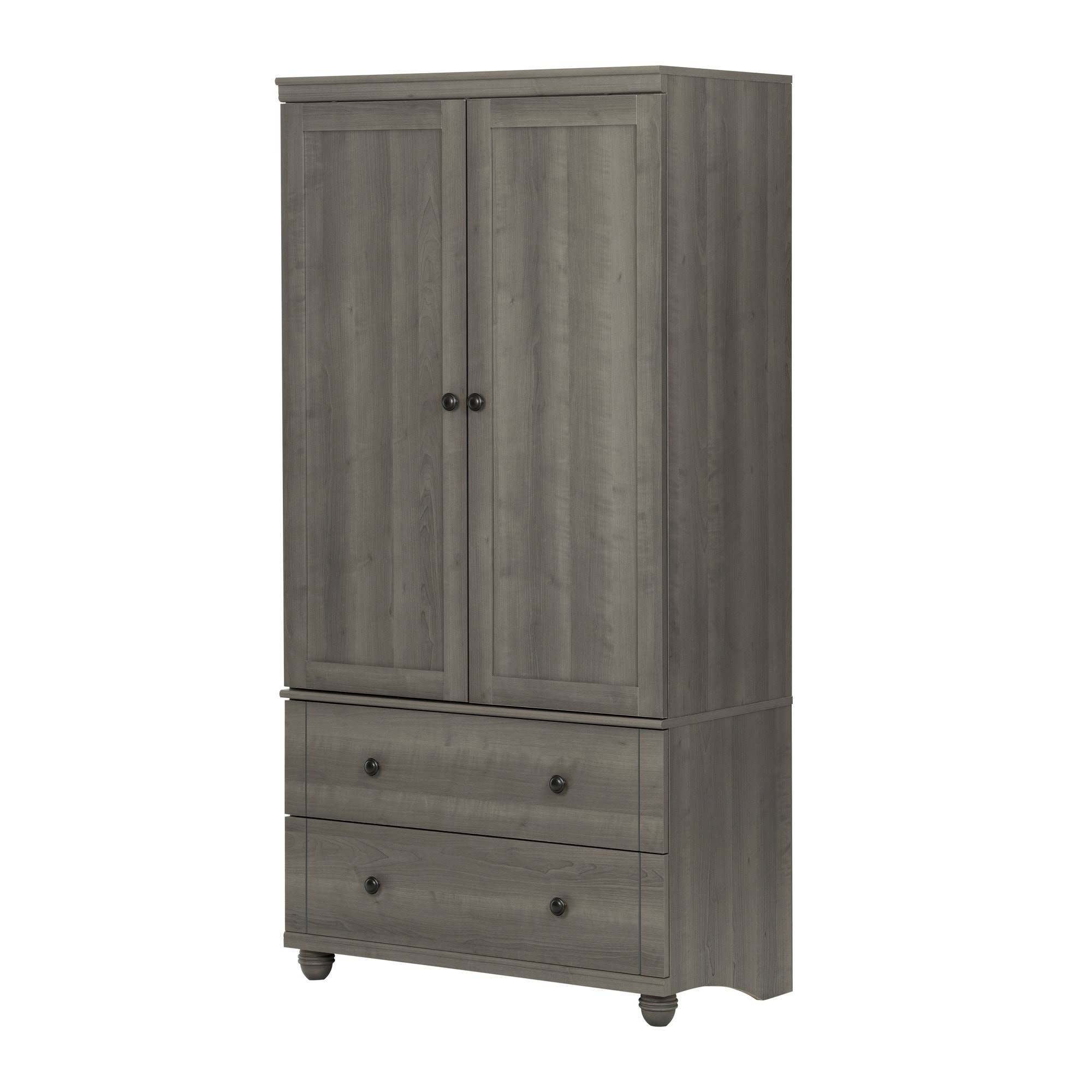 South Shore Furniture Hopedale Storage Armoire with 2-Drawers, Gray Maple