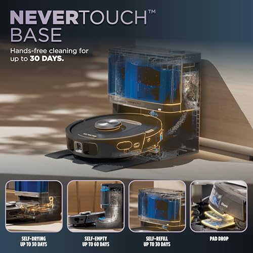 Shark Robot Vacuum & Mop Combo, PowerDetect NeverTouch Pro, Self-Emptying, Self-Refill with Self-Clean Pad Wash & Dry, 60-Day Debris Capacity, 30-Day Refill Tank, 5 PowerDetect Technologies, AV2800ZE