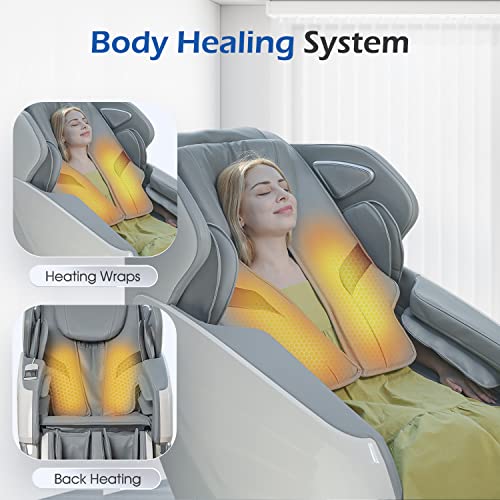 Massage Chair Full Body, Zero Gravity Massage Recliner Sl-Track Massage Chair with Bluetooth Speaker, App Control Heating Body Scan,r 4D Real Relax Massage Recliner Chair for Adults Full Body (White)