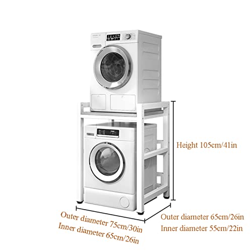 Laundry Space with Stackable Washer and Dryer Stand - 400KG Portable Rack for Over Washer Storage - Adjustable Front Load Kit