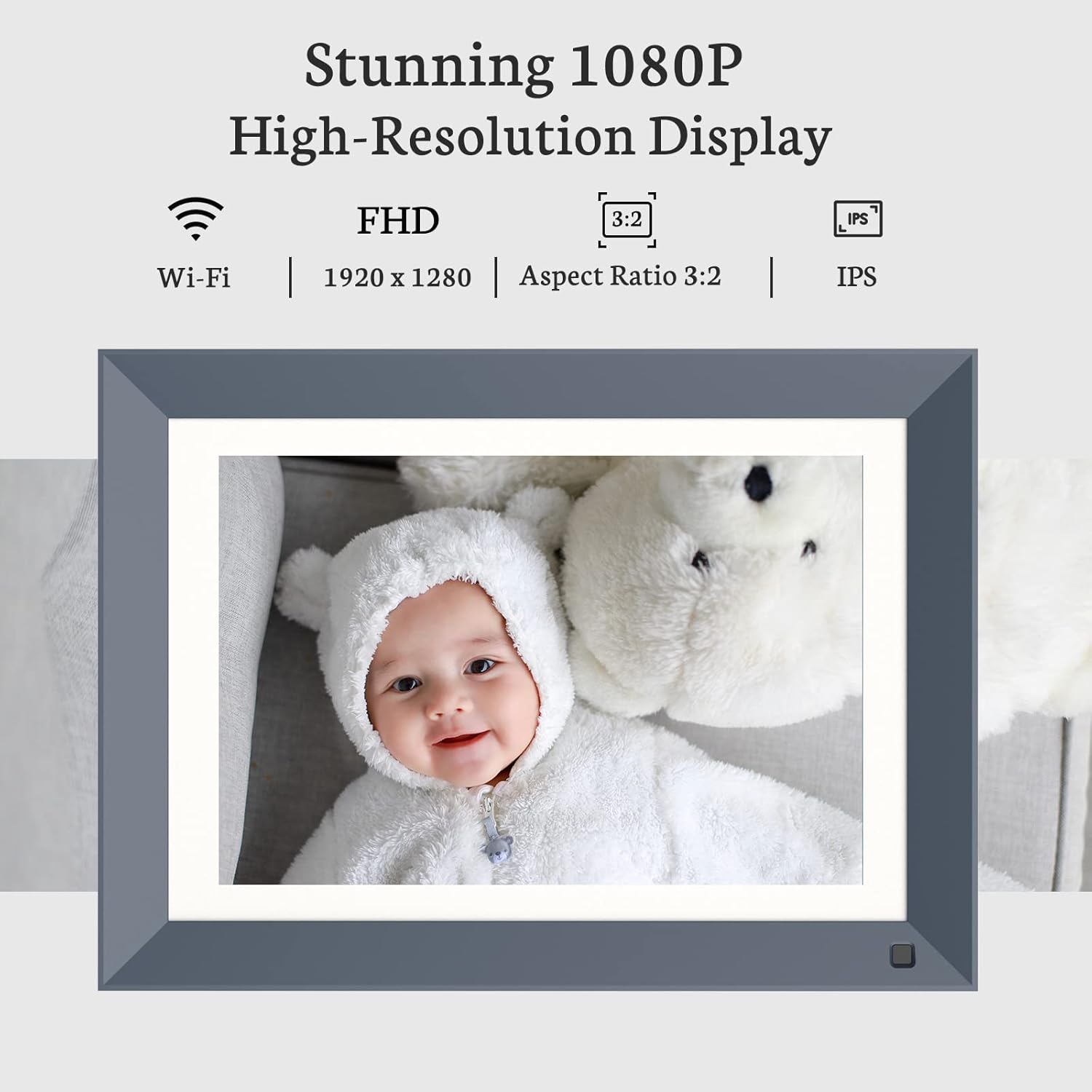 BSIMB Digital Picture Frame IPS Display, Wall-Mountable Electric Photo Frame with Remote Control, Place in Landscape&Portrait, Gift for Mother's Day