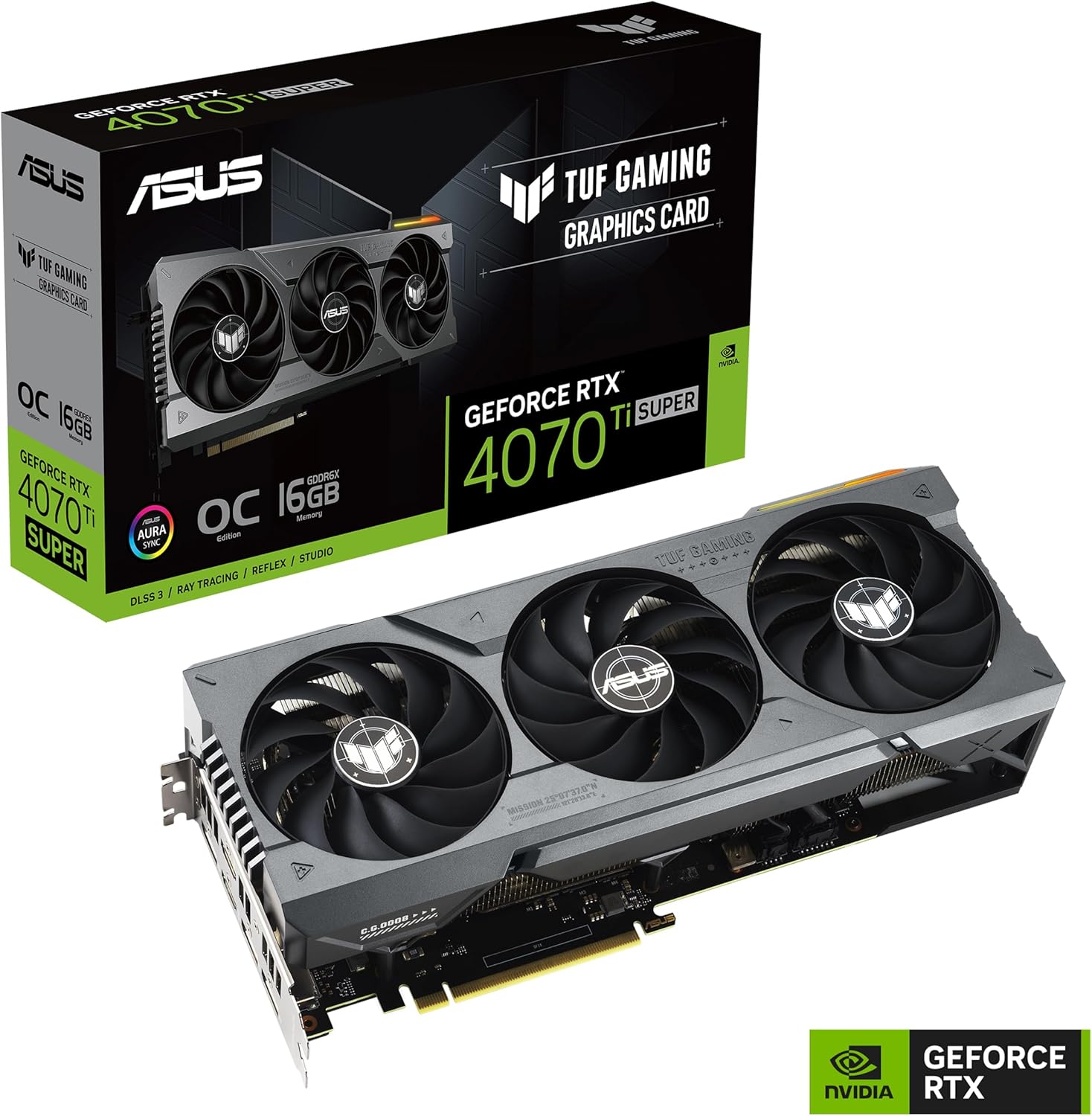 ASUS TUF Gaming GeForce RTX 4070 Ti Super 16GB GDDR6X OC Edition Gaming Graphics Card (NVIDIA GeForce RTX4070Ti DLSS 3, PCIe 4.0, 2X HDMI 2.1a, 3X DisplayPort 1.4a, TUF-RTX4070TIS-O16G-GAMING, Black)