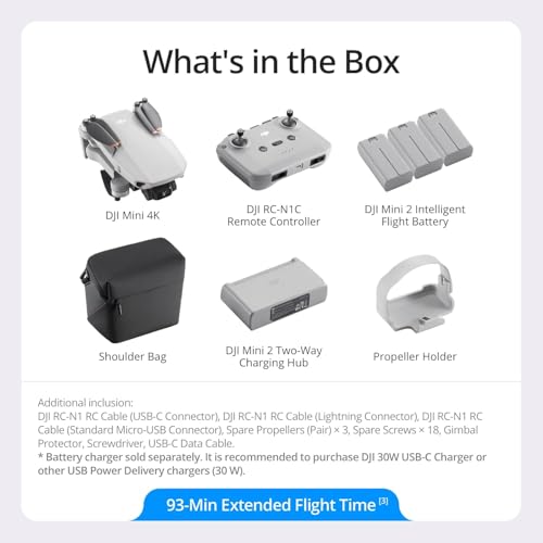DJI Mini 4K Drone Quadcopter with Camera for Adults, Under 249 g, 3-Axis Gimbal Stabilization, 10km Video Transmission, Auto Return, Wind Resistance, 31-Min Flight Bundle with Deco Gear Accessories