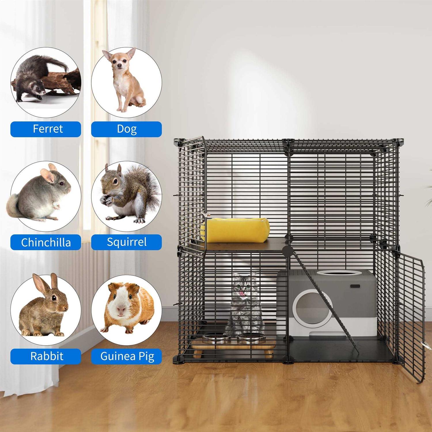 Dextrus 2-Tier Indoor Cat Cage Pet Playpen for Ferrets - Pet Supplies online store