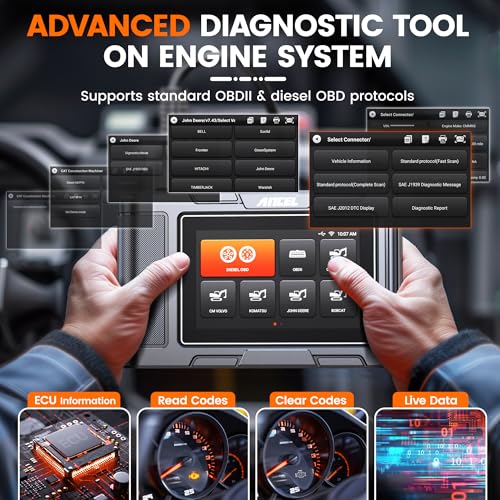 ANCEL HD3600 Heavy Equipment Diagnostic Tool with DPF Regen, Full System Heavy Duty Truck Scanner Machinery Scan Tool Diesel Code Reader Fit for Cummins, Caterpillar, John Deere, Komatsu, Yanmar&Case
