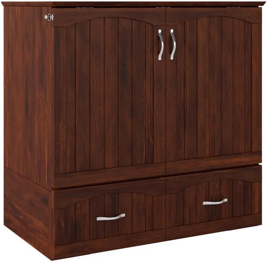 BOWERY HILL Twin XL Size Murphy Bed in Wood, with Storage and Charging Station in Walnut, No Box Spring Needed, Easy Assembly, Up to 600 lbs Weight Capacity