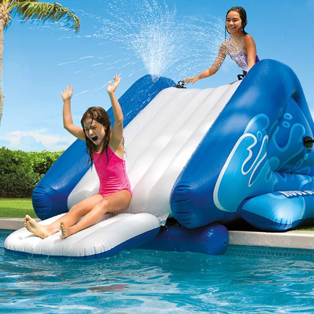 Intex Kool Splash Durable Vinyl Inflatable Play Center Swimming Pool Water Slide with Built in Sprayers for Kids and Adults, Age 6 and Up, Blue