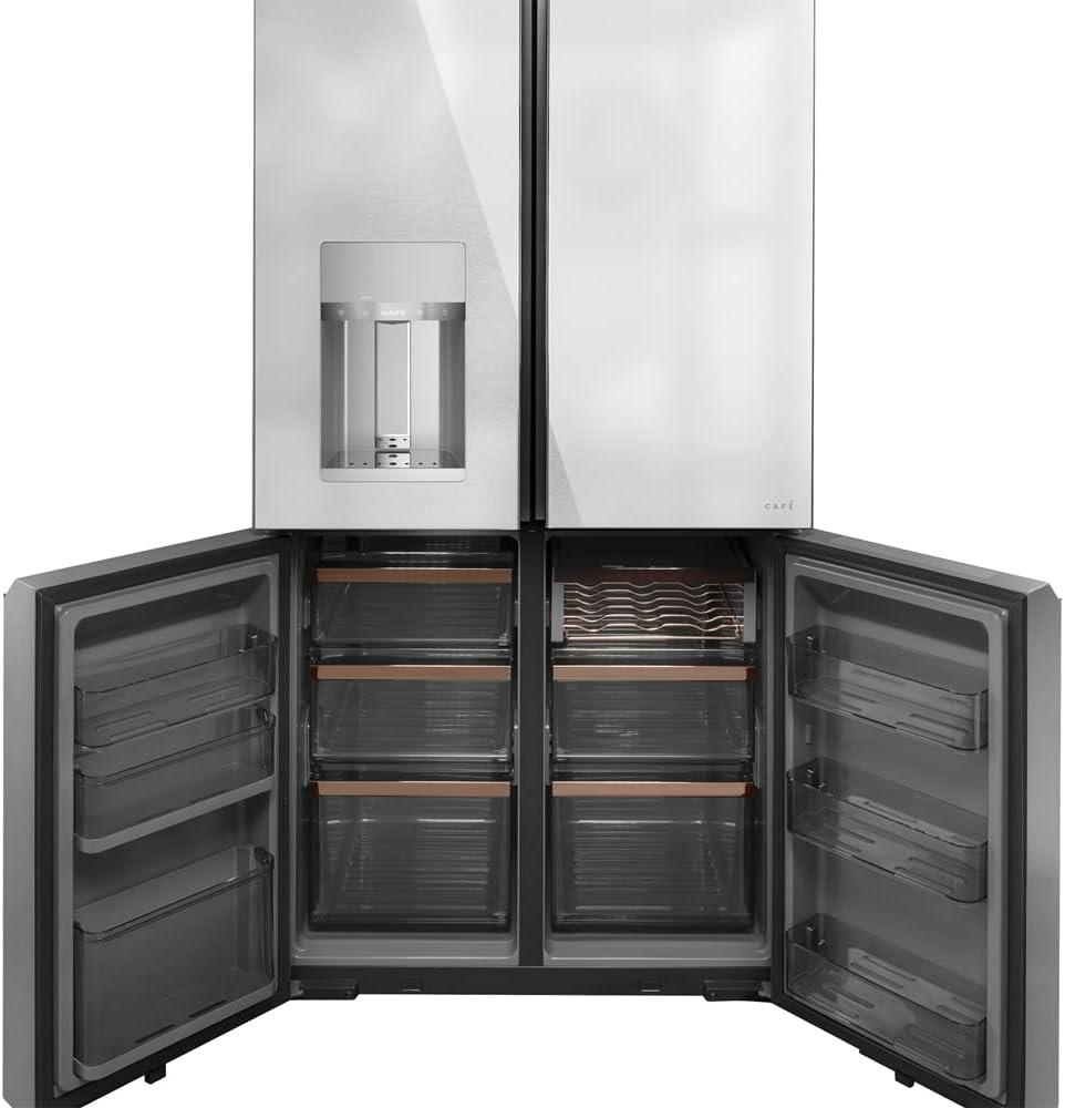 GE CQE28DM5NS5 Cafe 27.4 CU.FT. Quad-Door Smart Refrigerator and Freezer Bundle with Premium 3 YR CPS Enhanced Protection Pack