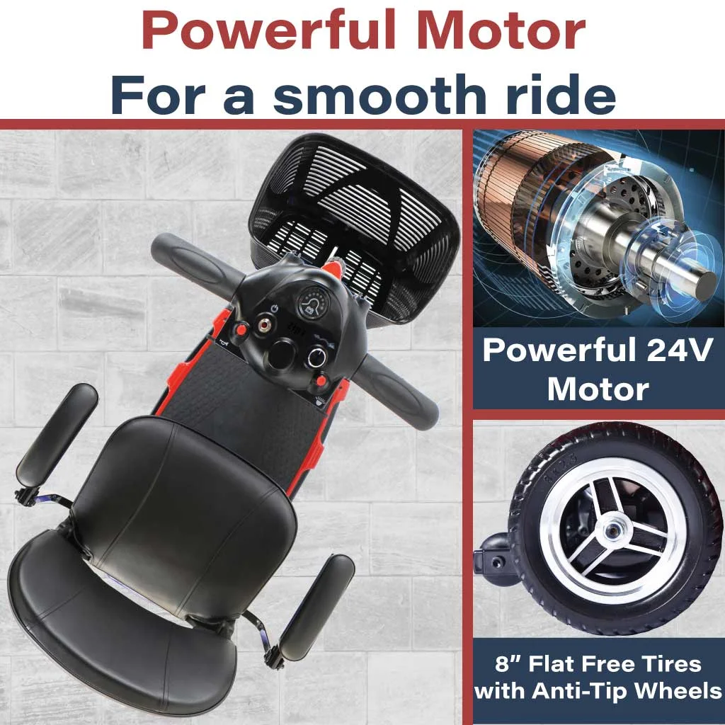 Zip'r Roo 3-Wheel Travel Mobility Scooter, Red